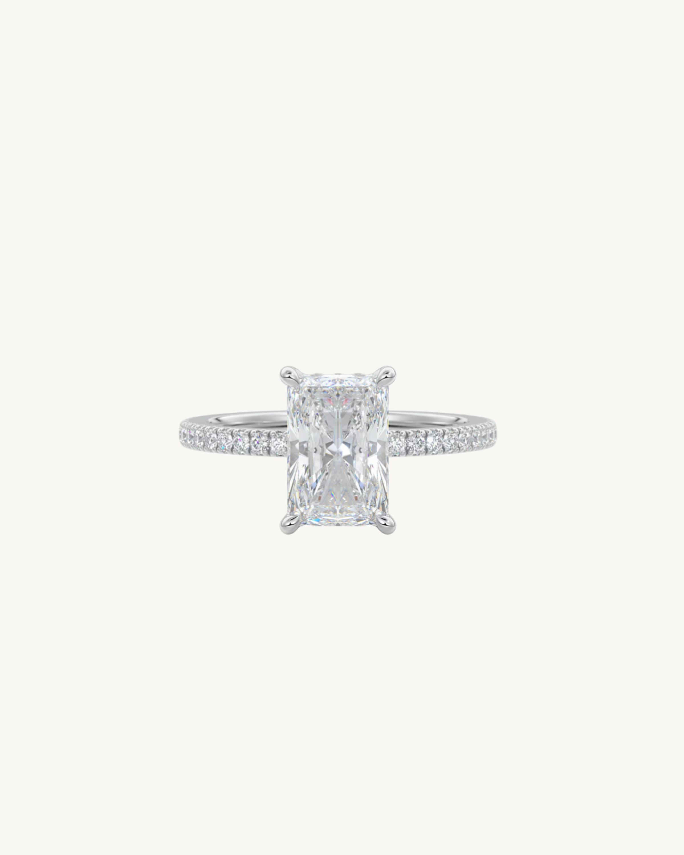 radiant cut diamond engagement ring hidden halo
