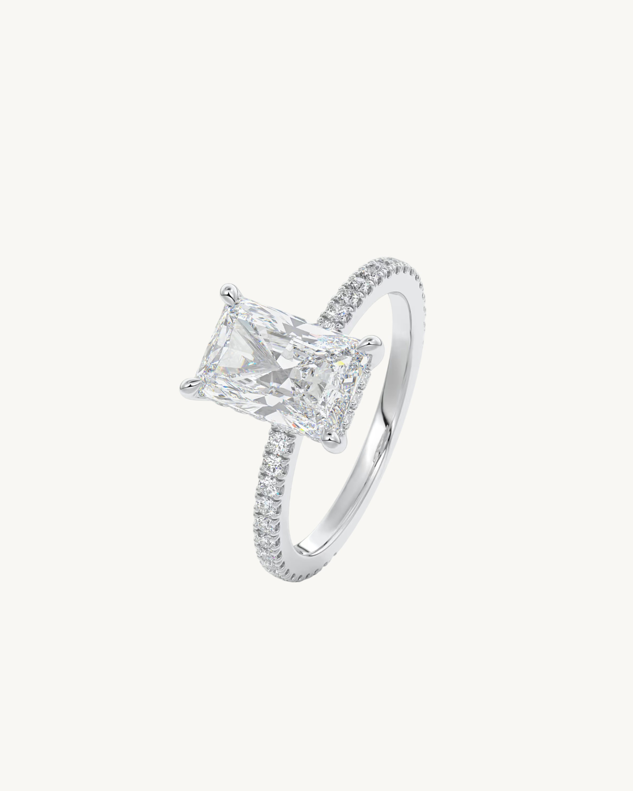 radiant cut diamond engagement ring hidden halo