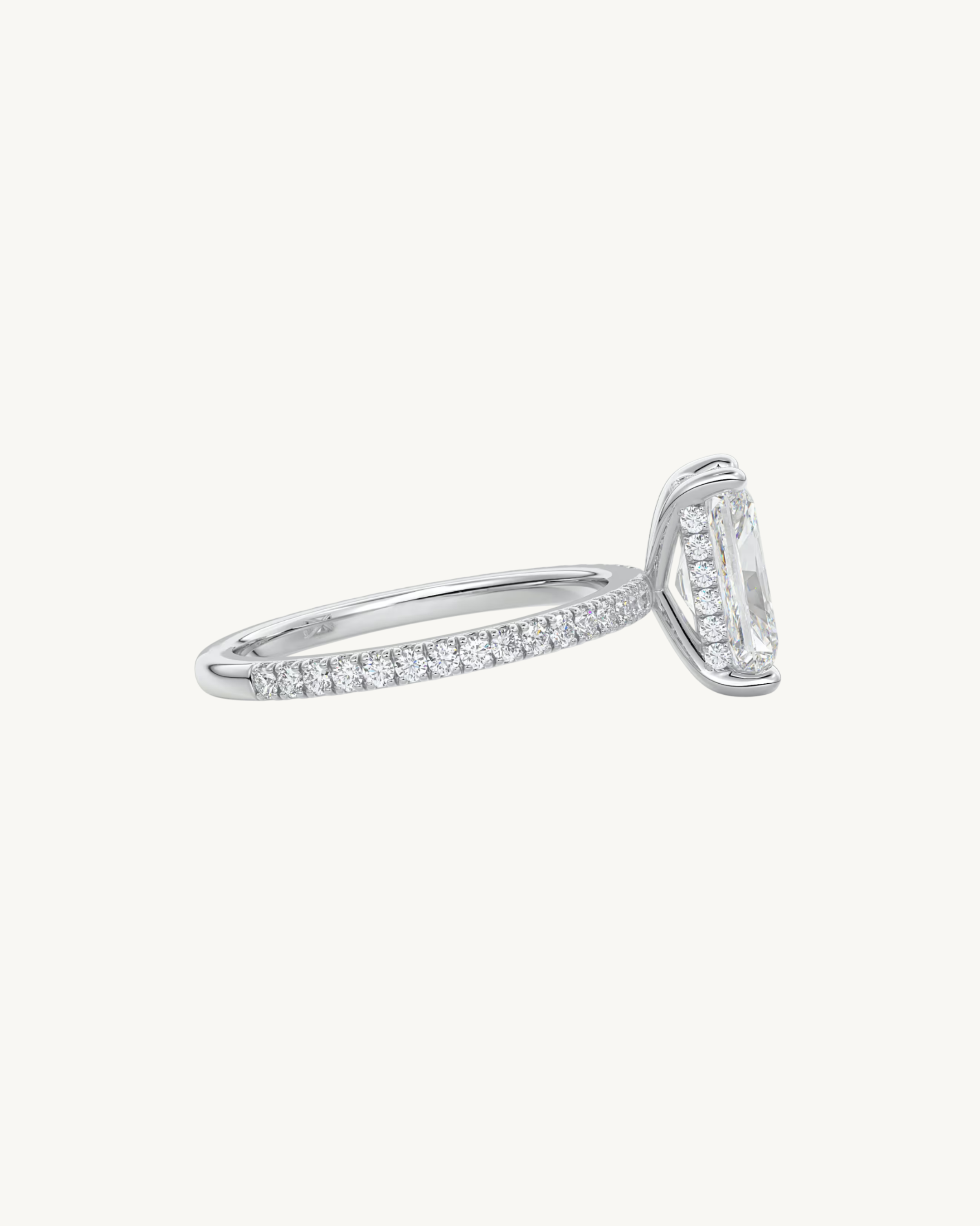 radiant cut diamond engagement ring hidden halo