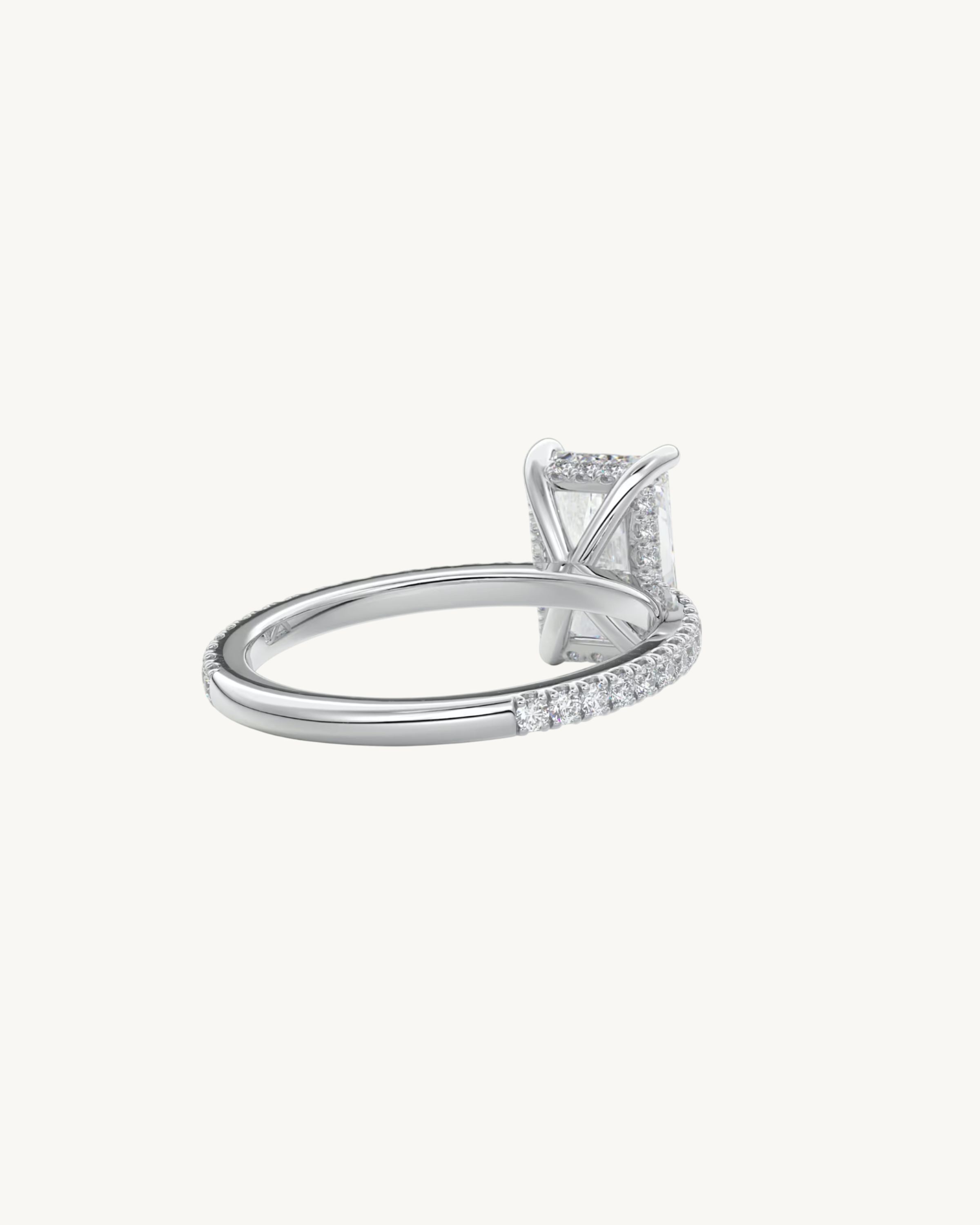 radiant cut diamond engagement ring hidden halo