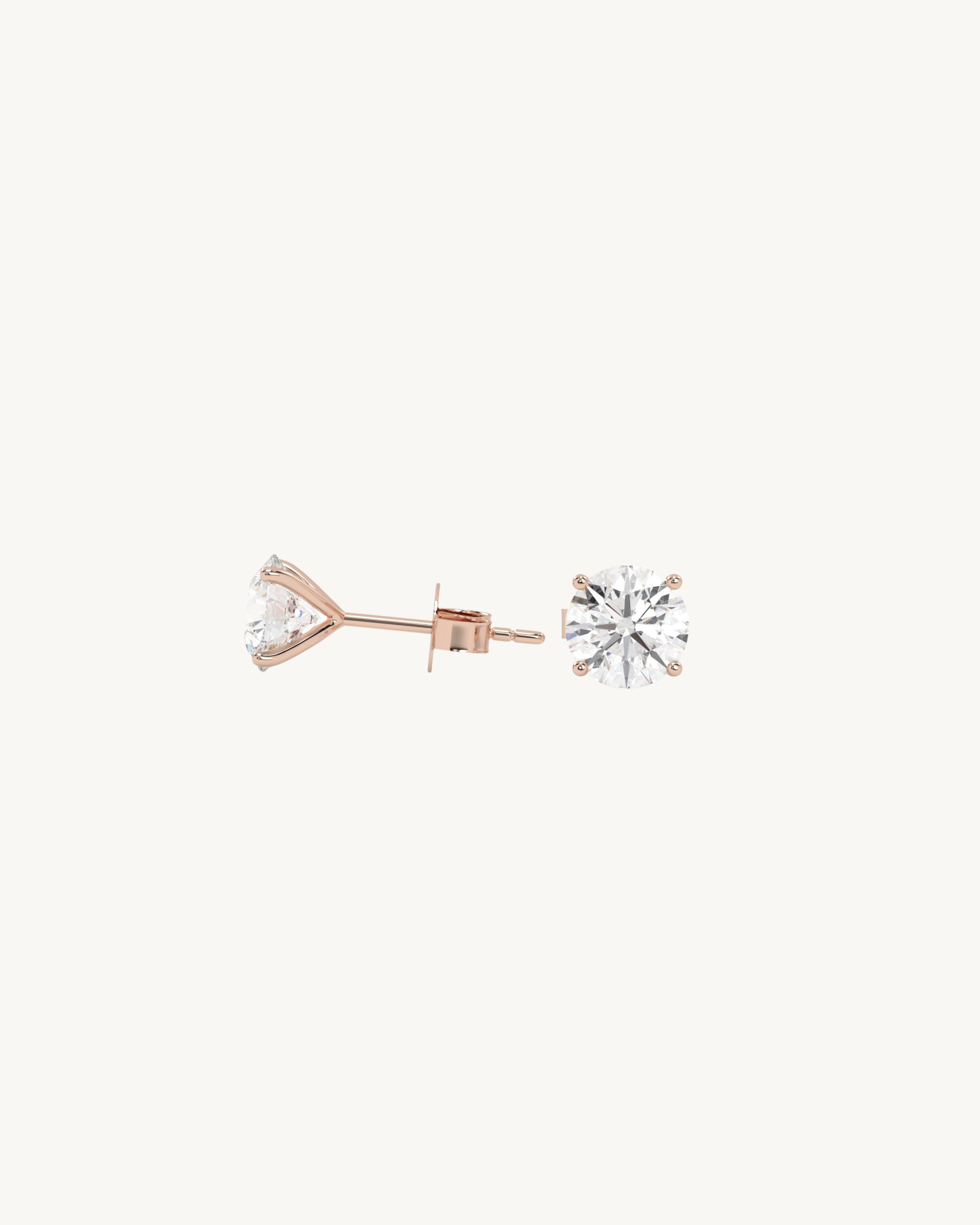 Rose gold round shaped stud earrings
