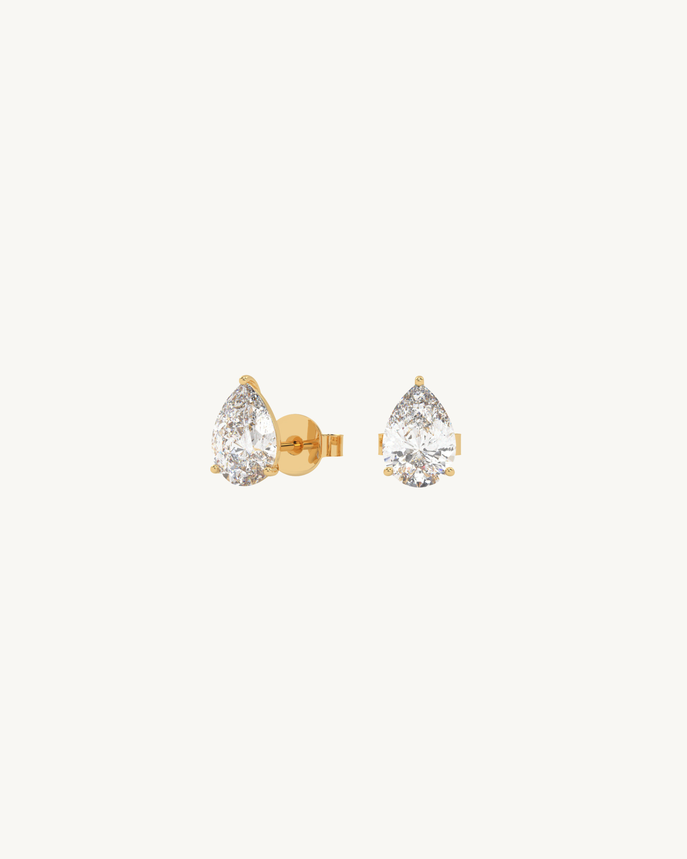 Pair of teardrop-shaped earrings on a white background