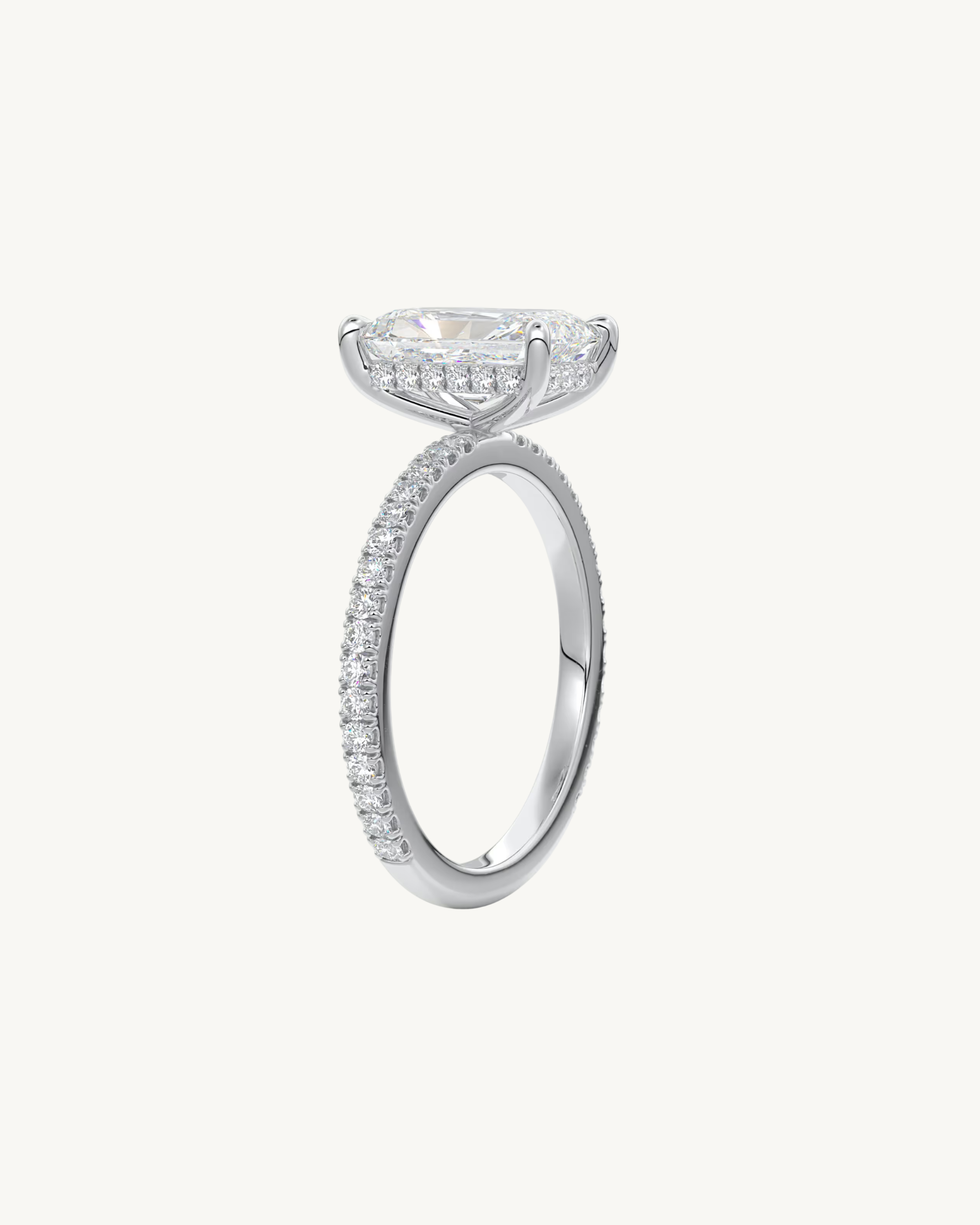 radiant cut diamond engagement ring hidden halo